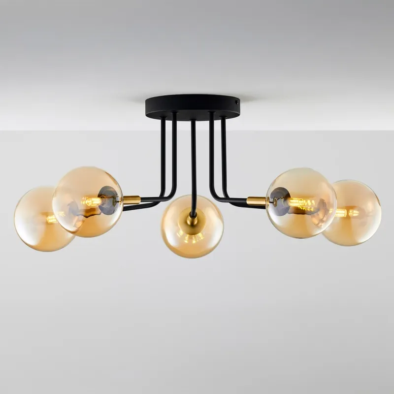 Reduceri Lustră pe tijă Jupiter 2038 BURANO 5xG9/10W/230V negru/auriu/bej
