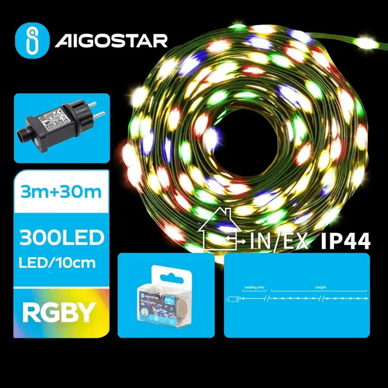 Aigostar - Ghirlandă LED pentru exterior, 300 LED, 8 funcții, 33 m, IP44, multicolor Doar azi