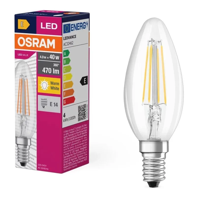 Bec LED Osram FILAMENT B40 E14/4W/230V 2700K Reducere specială