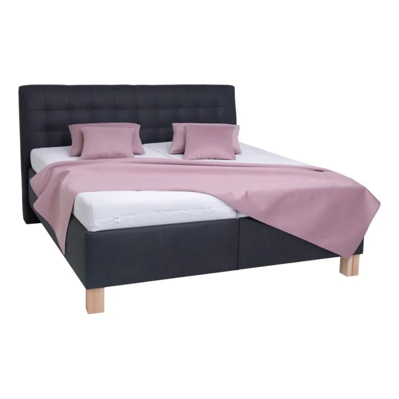 Vezi acum Pat tapițat VIOLET 160 x 200 cm cu saltea și spațiu de depozitare, antracit