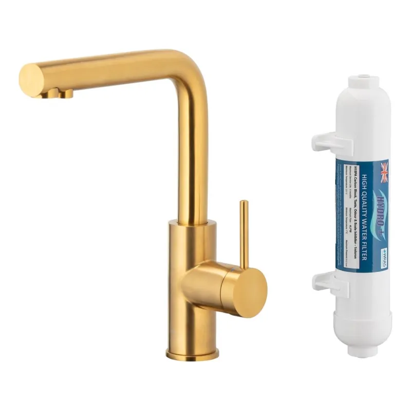 Promoție Baterie pentru apă filtrată KFA Armatura 6623-912-31 DUERO PURE oțel inoxidabil/auriu + filtru