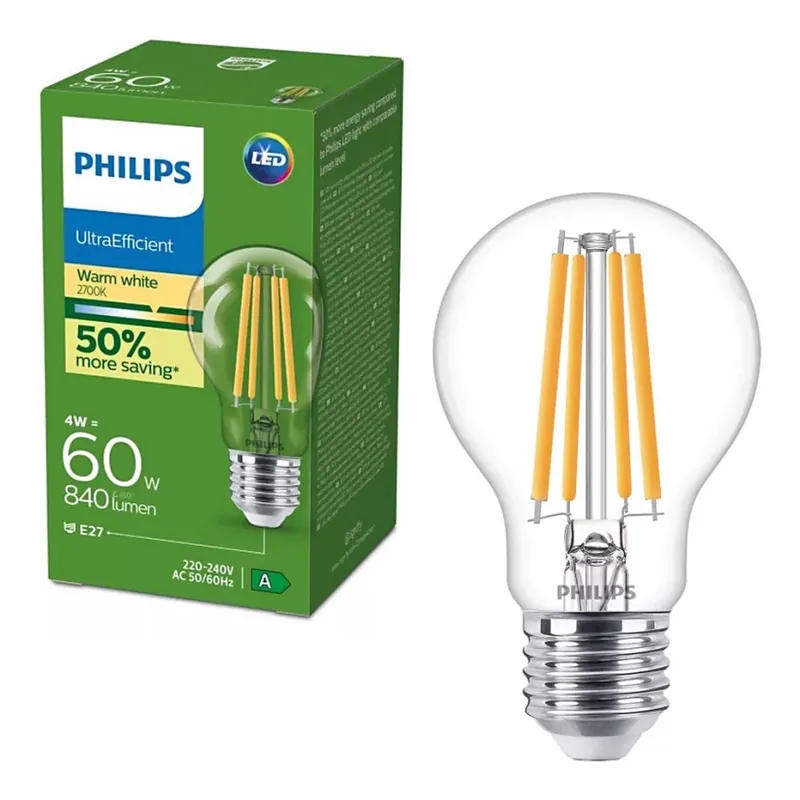 Bec LED Philips ULTRAEFFICIENT VINTAGE, soclu E27, 4W, 230V, 2700K Reducere de preț