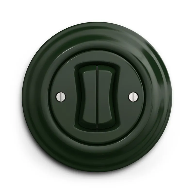 Premium Kliklap - Întrerupător dublu retro pentru scară, cu ramă nr. 6+6, verde
