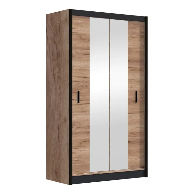 Reducere extra Dulap de haine cu oglindă MIRO 120x215 cm stejar craft/negru