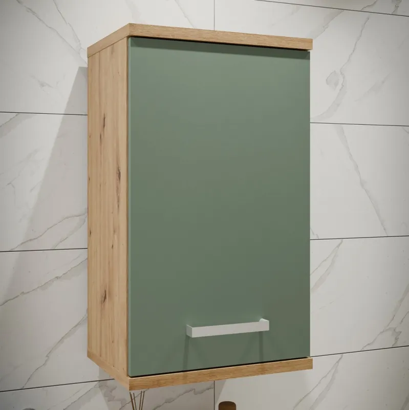 Preț promoțional Dulap de baie suspendat VENOM verde/stejar artisan
