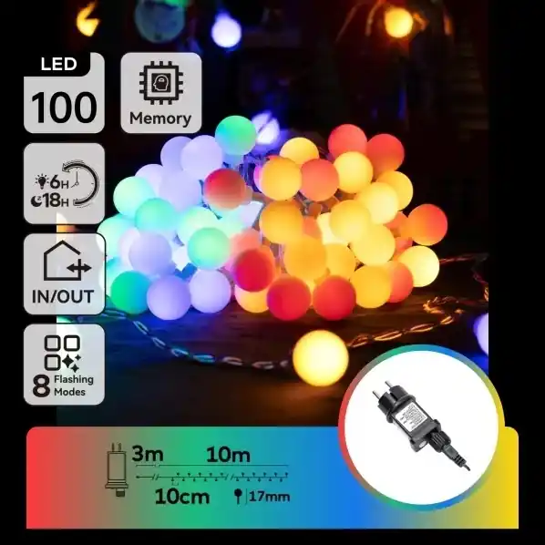Aigostar - Instalație luminoasă LED decorativă pentru exterior, 100 LED, 8 funcții, 10 m, IP44, multicoloră Cumpărături sigure