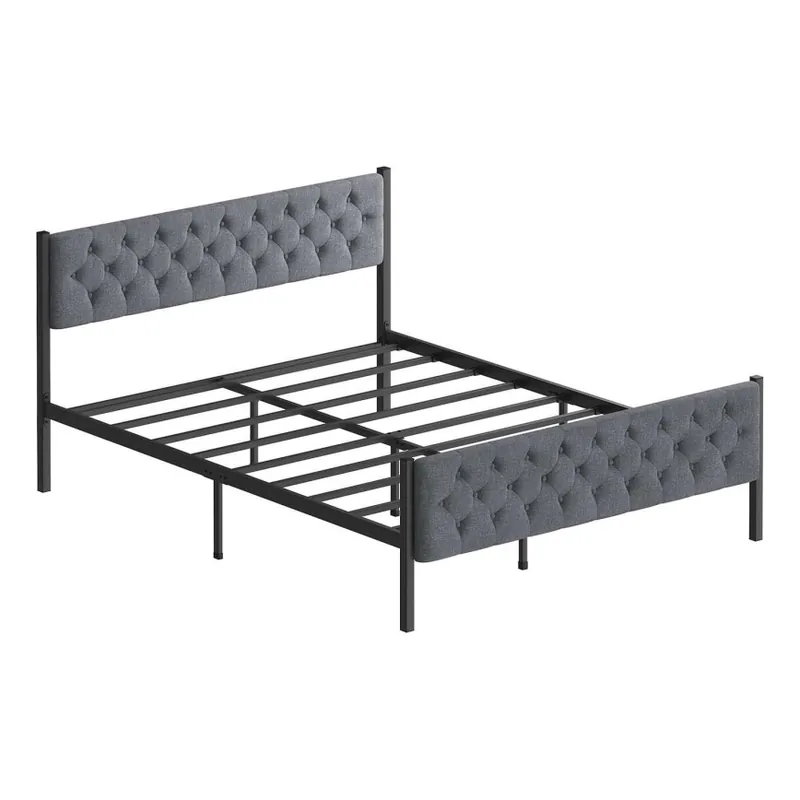 Livrare rapidă Pat metalic dublu KAROM 140x200 cm, gri, capacitate de încărcare 200 kg