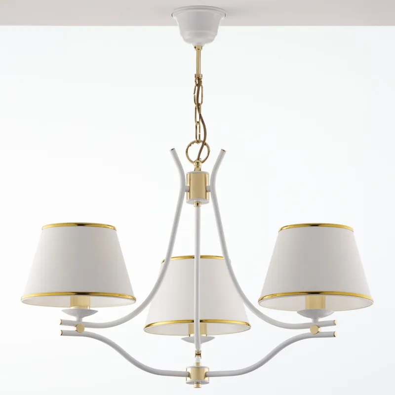 Jupiter 2085 - Candelabru pe lanț SAMBA 3xE27/15W/230V alb/auriu Promoție