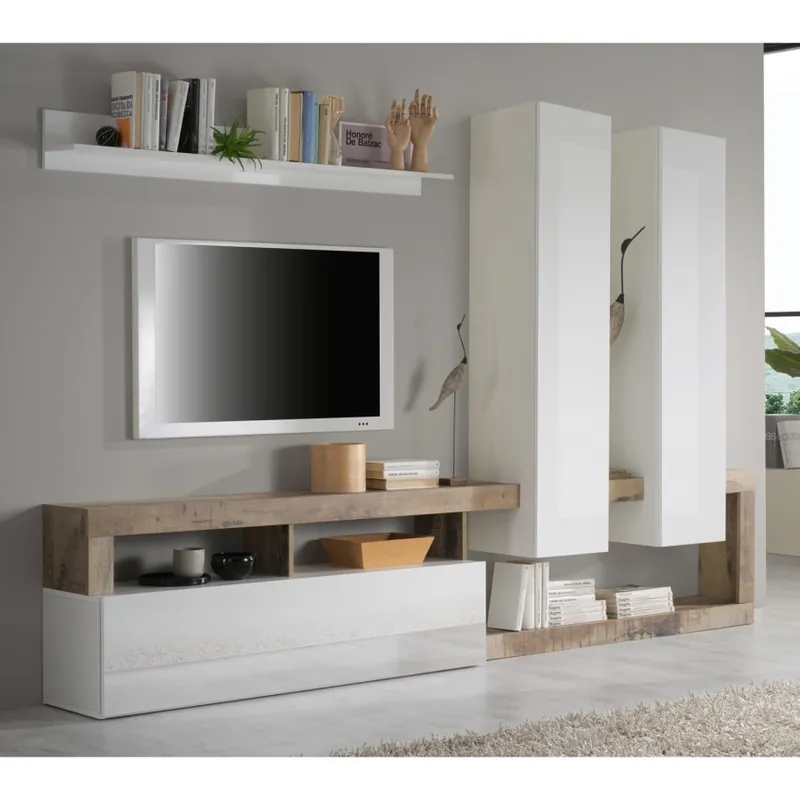 Noutate Mobilier living LENOR alb/maro
