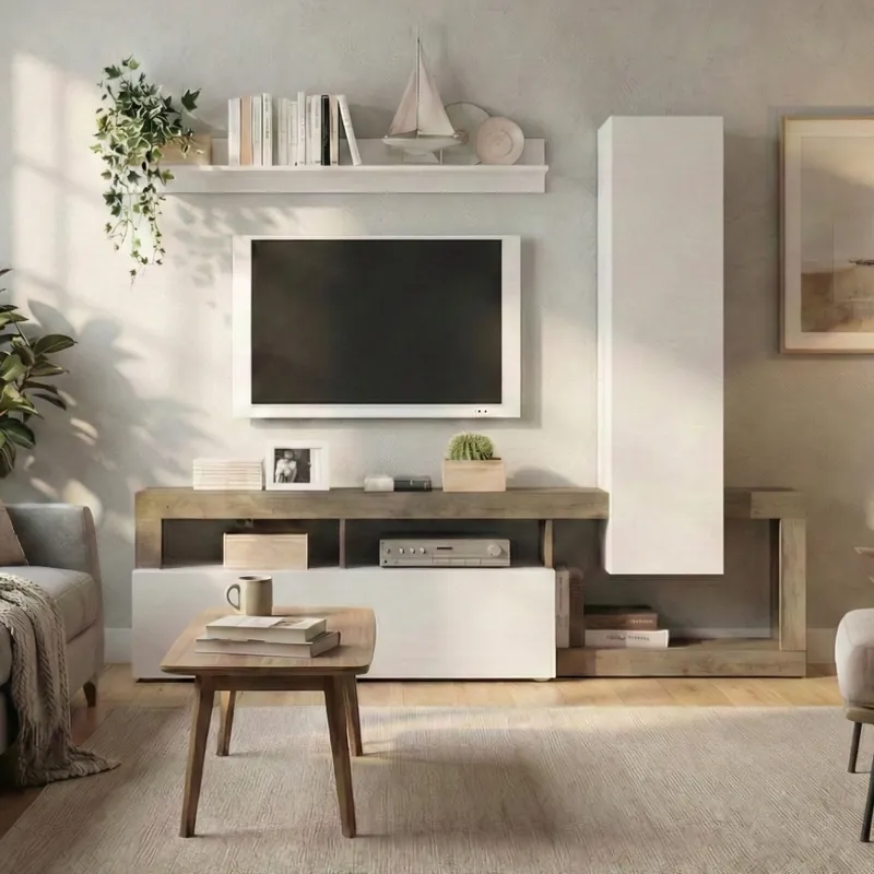 Ansamblu pentru living LENOR alb/maro Calitate înaltă