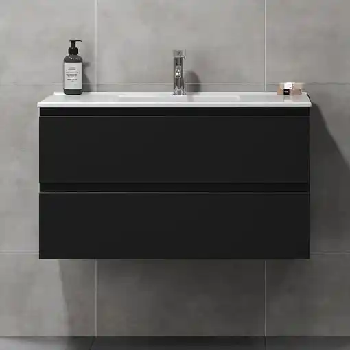 Dulap de baie cu lavoar KENWOOD 91x50x45 cm negru Premium