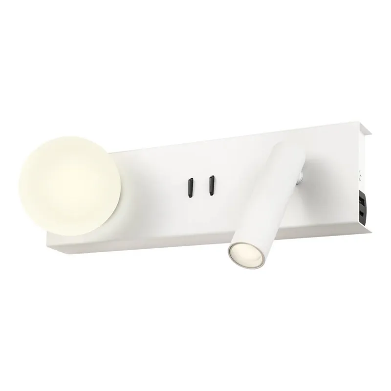 Ultima șansă Redo 01-4660 - Aplica LED de perete NORMA, 5W/230V + LED 3W, CRI 90, USB, alb