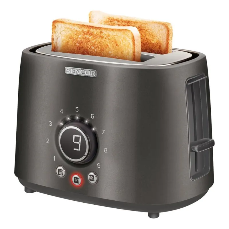 Sencor - Toaster cu 2 felii și suport pentru chifle, 1000 W/230 V, antracit Lichidare de stoc