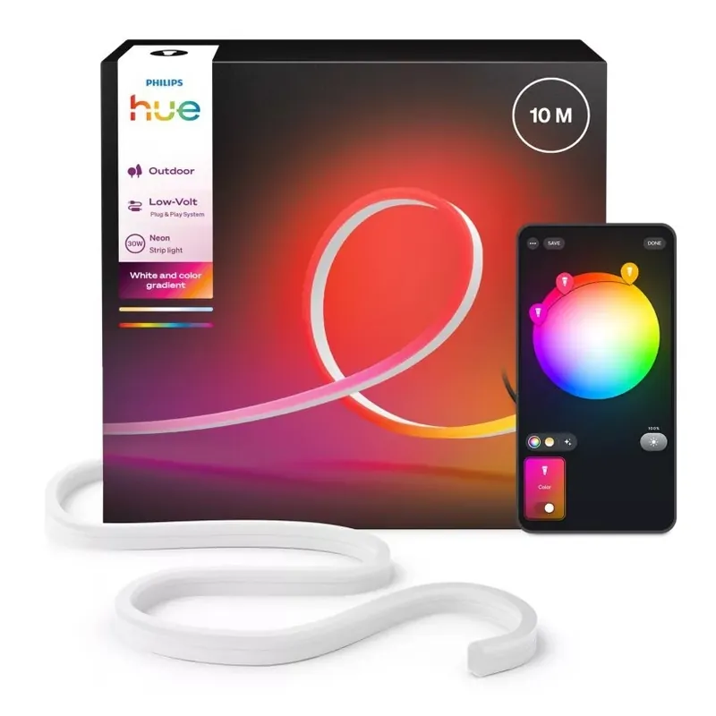 Philips Hue NEON - bandă LED RGBW reglabilă de exterior, 10 m, 30W, 230V, 2200-6500K, IP67 Ofertă de sezon