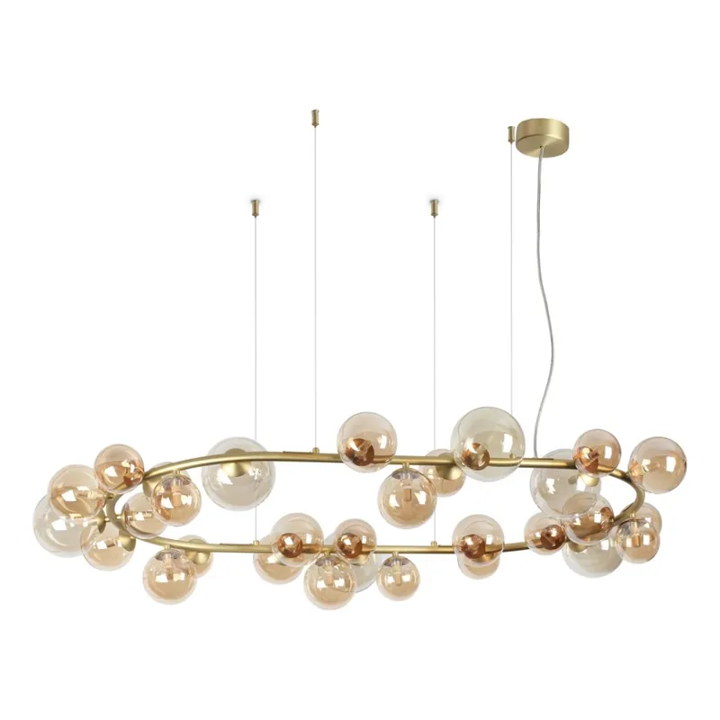 Ideal Lux - Lustră LED suspendată pe cablu PERLAGE, 30x G9/3W/230V, 143 cm, auriu/bej fumuriu Reducere