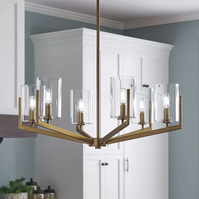 Reduceri Quintiesse - Lustru pe tijă NYE 6xE14/40W/230V Ø 71,1 cm auriu