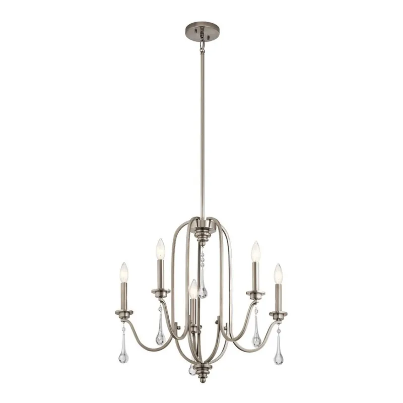 Quintiesse - Lustră cu tijă KARLEE 5xE14/60W/230V Ø 61 cm, crom mat Ofertă exclusivă