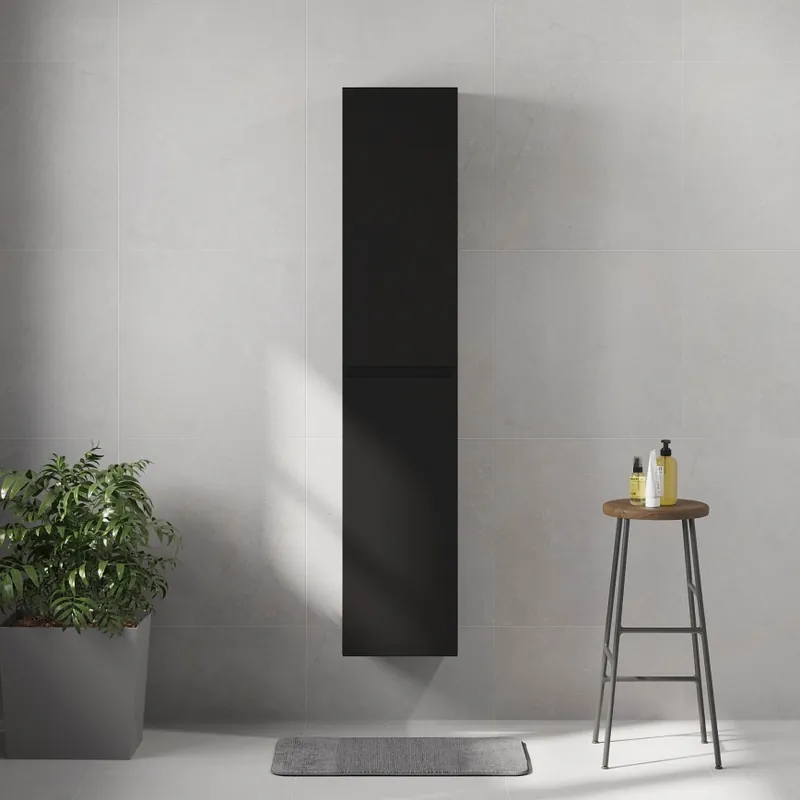 Dulap de baie HELSINKI 35 x 174 x 32 cm, negru Lichidare de stoc