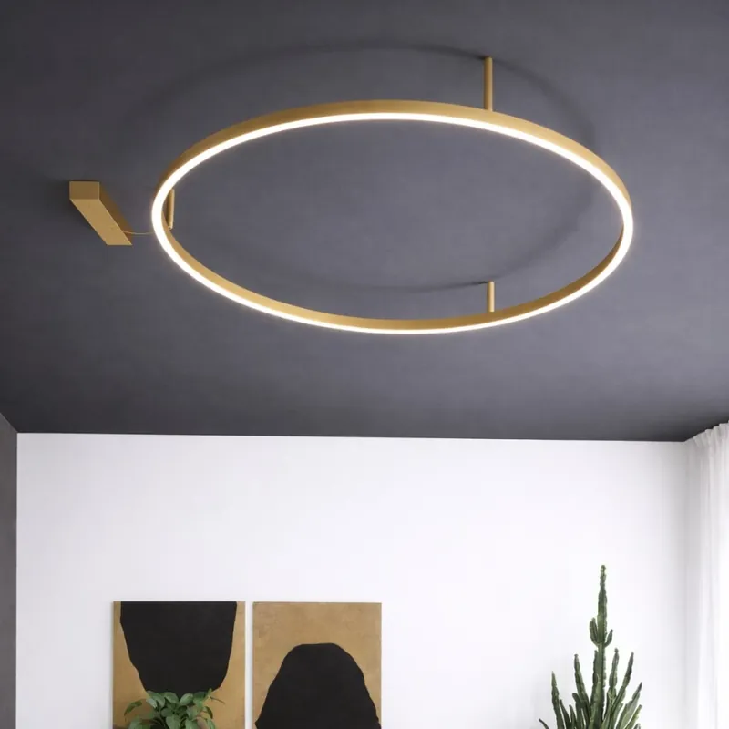Ideal Lux - Plafonieră LED ORACLE SLIM, 37 W, 230 V, 3000 K, CRI 90, Ø 70 cm, finisaj auriu Popular