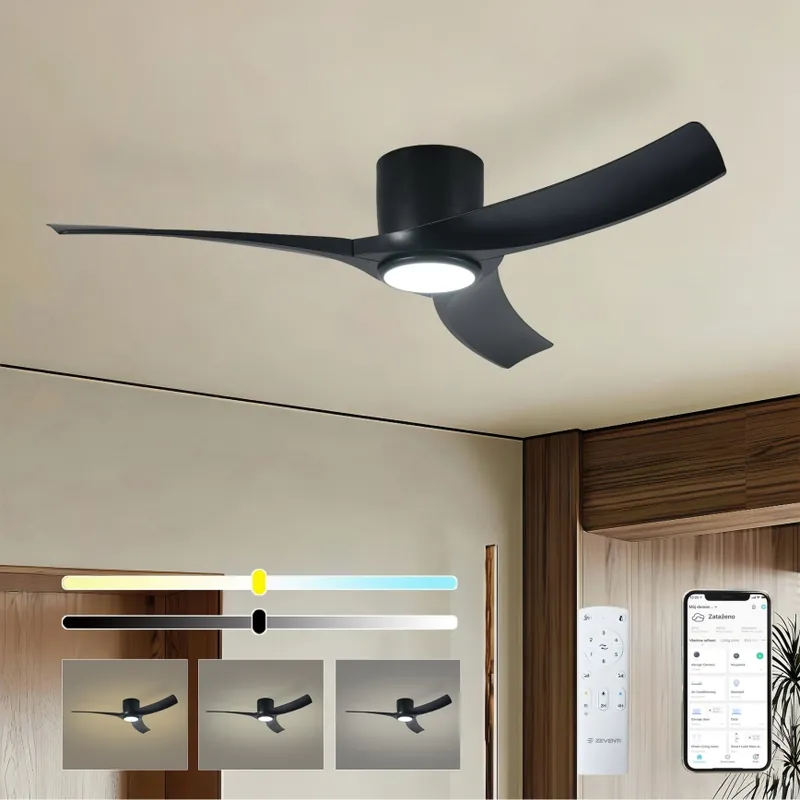 ZEVENTI - Ventilator de tavan LED dimabil ORBITO, 24W, 230V, 3000/4000/6000K, Wi-Fi Tuya, negru + telecomandă Cumpără online