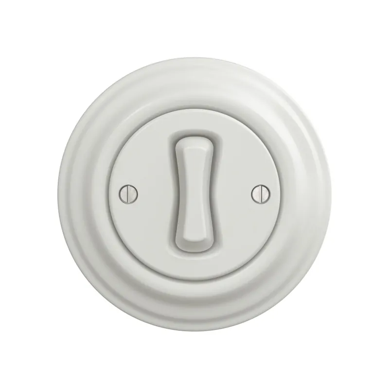 Reblig - Întrerupător retro unipolar cu ramă nr. 1, alb ceramic Preț promoțional