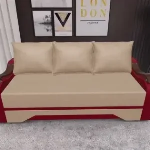 Canapea Extensibila Sally Mini, Maro deschis/Rosu Ofertă limitată
