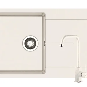 Set chiuveta granit ITHAKA 1B1D 79x50 si baterie ADELITA Snow Super ofertă