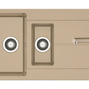 Cumpără acum Set chiuveta granit ITHAKA 1 1/2B 1D 100x50 si baterie CAPRICCIO Drak Beige