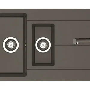 Set chiuveta granit ITHAKA 1 1/2B 1D 100x50 si baterie CAPRICCIO Iron Grey Retur gratuit