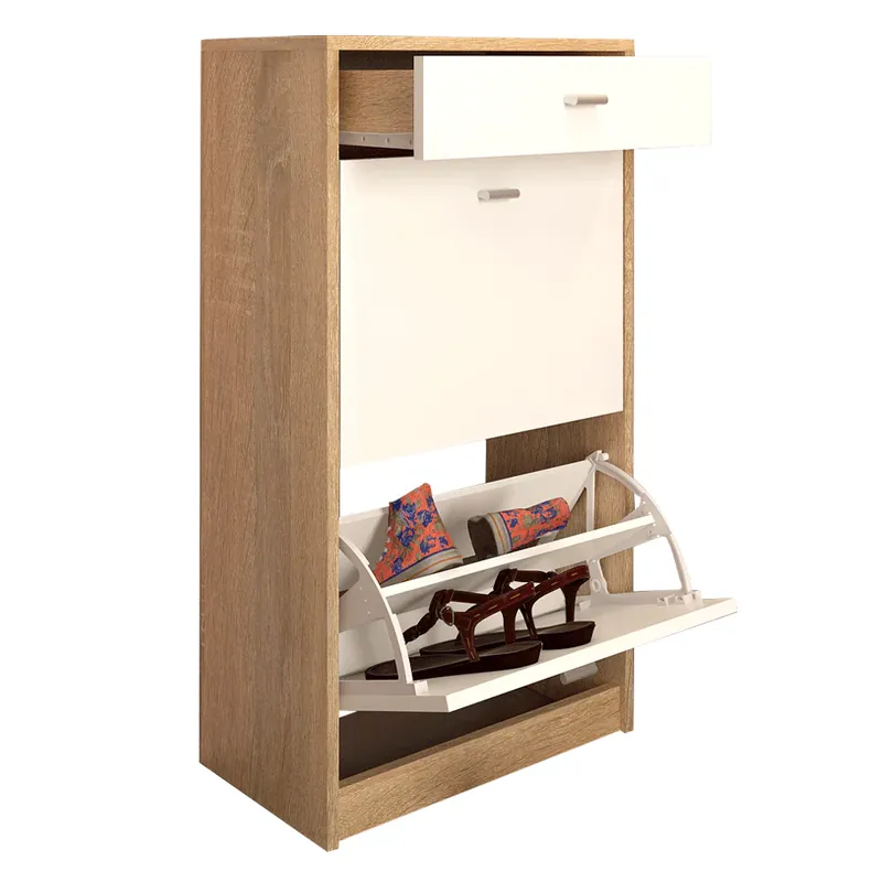 Chilipir Pantofar 2 compartimente cu sertar, alb/stejar sonoma, VIVAT NEW TYP 1