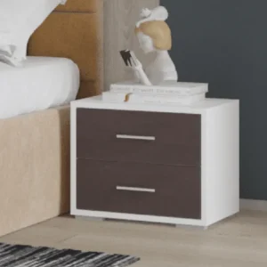 Cumpără online Set 2 noptiere Atlantic, Alb/Wenge