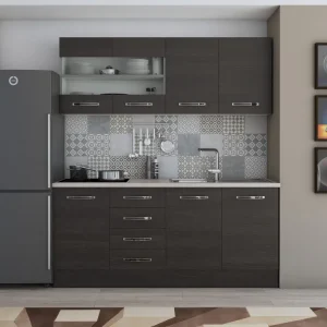 Bucatarie Alfabet cu corp vitrina, 180 cm, Wenge Cumpărături sigure