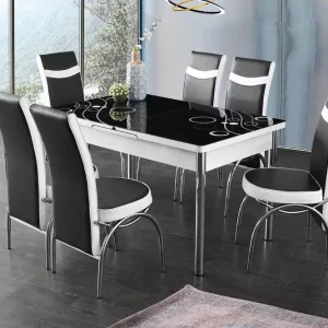 Cumpără online Set masa extensibila cu 6 scaune Madrid, Black Circle