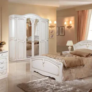 Dormitor Valentino MDF 6 usi, Alb perlat Reducere specială