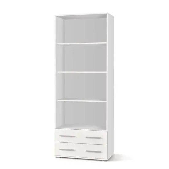 Bibliotecă Lima REG3, design practic, PAL laminat lucios, 77x40x200 cm, alb Ofertă