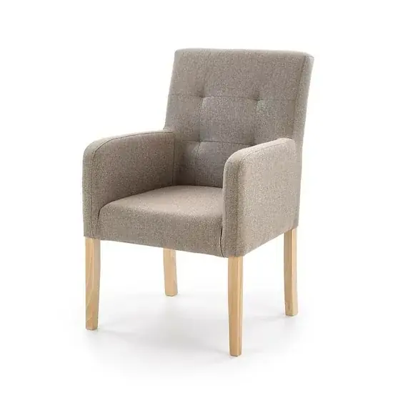 Fotoliu Filo, design elegant, stofă + lemn masiv, 60x62x92 cm, stejar miere / Inari 23 Plată sigură