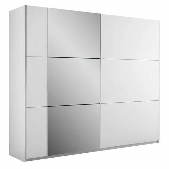 Dulap Bastia cu usi culisante si 12 rafturi din PAL, 2,50x0,61x2,15 m, alb Cumpără online