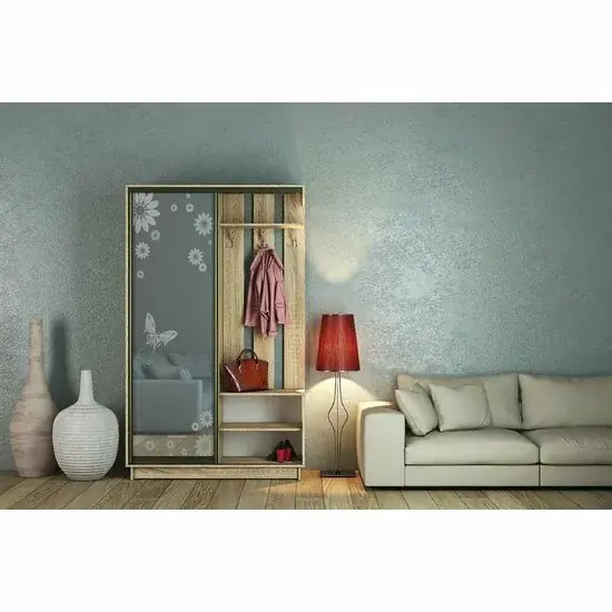 Cuier Alice, Cu Oglindă Sablata Și Spații Depozitare, PAL, 220x120x45 cm, Alb Reducere