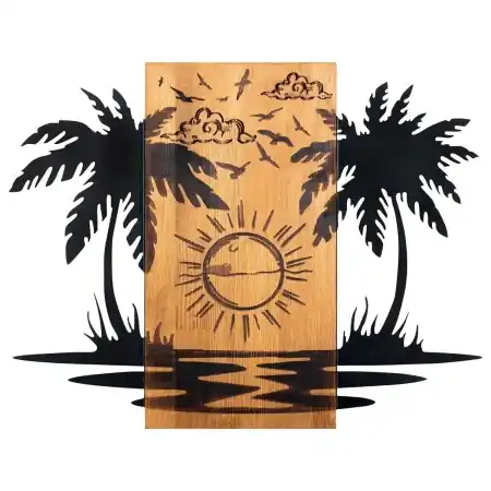 Wallxpert decor de perete metal/lemn, 74x57.5 cm, metal 1.2mm + cadru lemn 3cm, negru/nuc - Verificat A · Re-Bloom Ieftin