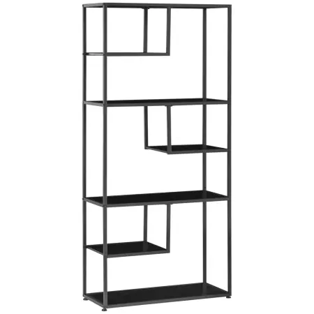 Biblioteca cu 7 nivele Re-Bloom, PAL/otel, negru, 83 x 34 x 180 cm, Resigilat, Grad A Promoție