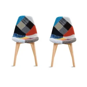 Set 2 Scaune Living/Bucatarie Karll, Sezut Spuma, Picioare Lemn Fag, Inaltime Sezut 46 cm, Design Modern Dining/Living, Capacitate 120 kg, Multicolor Disponibil imediat