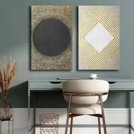 Wallity set 2 tablouri decorative canvas, 2x45x70 cm, panza 100% 2.8mm, rama lemn pin 100%, multicolor - Verificat A · Re-Bloom Retur ușor