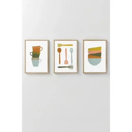 Wallxpert set 3 tablouri decorative inramate, 3x33x48 cm, MDF 100%, cadru lemn masiv 2 cm, imprimare digitala, multicolor - Verificat A · Re-Bloom Preț promoțional