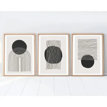 Vezi acum Wallxpert set 3 tablouri decorative cu rama, 3x50x70 cm, MDF 3mm, cadru lemn solid 2.5 cm, multicolor - Verificat A · Re-Bloom