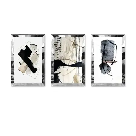 Bestseller Wallxpert set 3 tablouri decorative MDF/plexiglas, 3x50x70 cm, MDF 3mm, cadru plexiglas 100%, multicolor - Verificat A · Re-Bloom