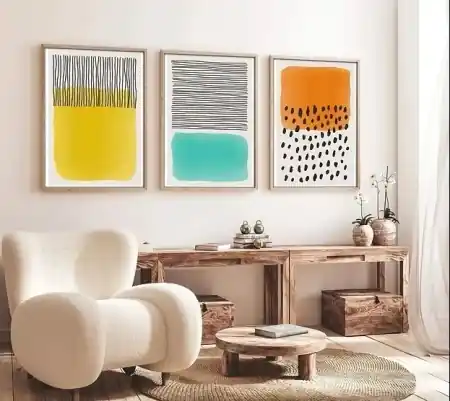 Set 3 tablouri decorative MDF/lemn masiv, 3x70x50 cm, MDF 3mm, cadru lemn masiv 2.5 cm, multicolor - Verificat A · Re-Bloom Retur ușor