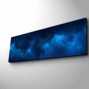 Tablou decorativ Re-Bloom, LED, model galaxie, lemn/panza, albastru/negru, 30 x 90 cm Ieftin