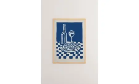 Cel mai vândut Tablou decorativ Re-Bloom, lemn masiv/hartie, albastru/alb, 33 x 48 cm