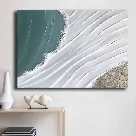 Tablou decorativ Re-Bloom, lemn/panza, albastru/alb/bej, 70 x 100 cm Plată sigură