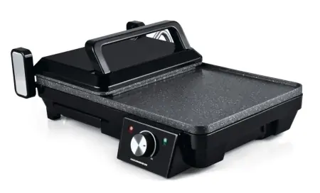 Grill electric Heinner HEG-F20002P, Putere 2000W, Deschidere 105° si 180°, Invelis marmura anti-adeziv, Negru Livrare rapidă